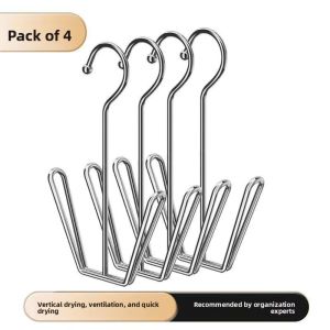 GTRBFDS 4Pcs/Pack Space-saving Shoe Drying Rack Stainless Steel Silver Clothes Hanger Hook Durable Household Storage Organizer