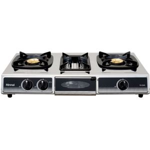 Rinnai Kompor Gas 3 Tungku Stainless Steel Dilengkapi Panggangan - RI524E - FREE ONGKIR Jabodetabek