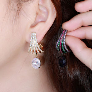 SEQUITO New Designer 5 Rows Cubic Zirconia Circle Drop Oval Crystal Loop Hoop Earrings Female Exaggeration Jewelry Gift SE387