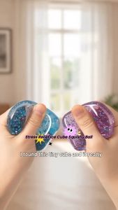 Glitter Cube Slow Rising Squishy Toy Cube Stress Relief Squeeze Ball Sensory Fidget Pinch Toy