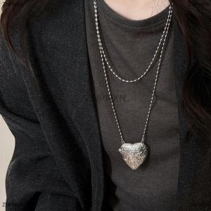 [COD] ZNPNXN Vintage Exquisite Creative Silver Color Stereo Heart Shape Can Be Opened Mini Bag Pendant Long Crossbody Necklace Sweater Chain