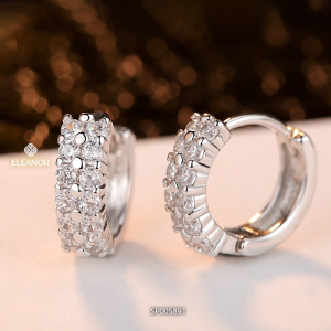 Bông tai nữ chuôi bạc 925 Eleanor Accessories khuyên tai viền đính đá phụ kiện trang sức 5891