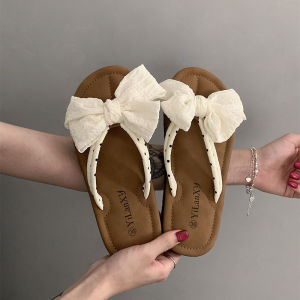 [Free Shipping] Super Fairy Bowknot Flat Flip-Flops for Women Summer 2025 New Style Non-Slip Slippers for Skirts and Bathroom