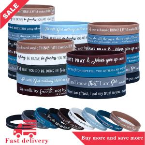 [COD] 36 Pcs Religious Silicone Wristbands Bulk Bible Rubber Bracelets Colorful Inspirational  Silicone Wristbands