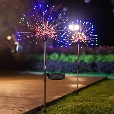 Solar Garden Lights Firework Light String Hari Raya Decoration Fairy Light Landscape Path Lawn Lamp Outdoor Waterproof Garden Decoration Christmas Decoration