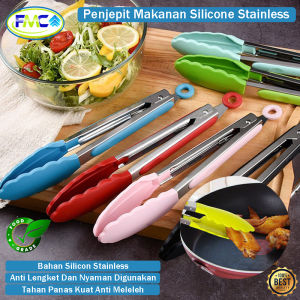 Penjepit Makanan Silicone Stainless Anti Lengket Tahan Panas Capitan Kue Gorengan Mie