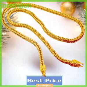 bashijian Alloy Gold Plated Dragon Head Fox Tail Necklace 6mm Imitation Gold Personalized Square Fox Tail Necklace Neck Chain
