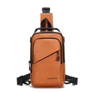 Ayuqi® Multifunctional Men Chest Bag Water Resistant PU Leather Crossbody Bag Casual Travel Shoulder Sling Bag Backpack