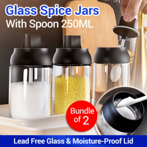 🔥 Bundle of 2 🔥 250ml High Quality Glass Spice Jars / Glass Container for Salt Sugar Pepper MSG