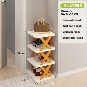 Rak Sepatu 4 Tingkat Model X Anti Rayap / Model Zigzag / Rak Serbaguna 4 Susun / Tempat Penyimpanan Sepatu & Sandal (PILIH WARNA)