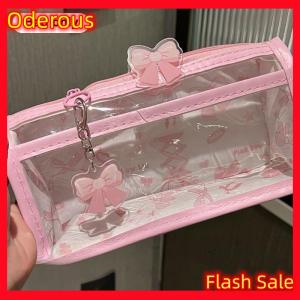 Oderous Cartoon Translucent Pencil Case Multi-layer Vertical Large-capacity Stationery Storage Bag School Supply Cosmetic Bag