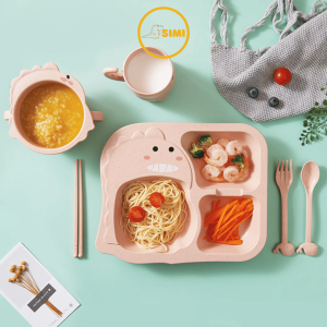 Cartoon Cutlery Tableware Food Eat Drink Set for Baby Toddler Kids Budak Spoon Fork Chopstick Bowl Cup Dinosaur Duck