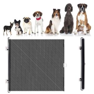 SIERWU Folding Pet Fence Barrier Retractable with Universal Hooks Pet Safety Gate Durable Easy Installation Pet Isolation Gate Pets Dogs Accessories