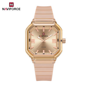 NAVIFORCE Original Womens Square Watch Quartz Movement Luminous Pointer Simple Lightweight Silicone Strap 5ATM Waterproof Womens Lady Casual Fashion Watch NF6108