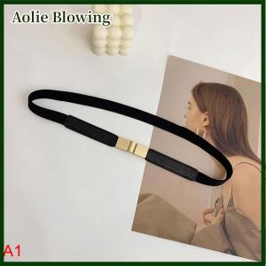 Aolie Leather Waistband for Women Dress Shirt Girdle Decoration Accessories Waist Seal Elastic Buckle Fashion All-match Thin Belt