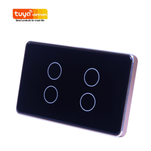 Công tắc cảm ứng thông minh wifi loại Đặc Biệt nút chạm lõm viền nhôm màu vàng