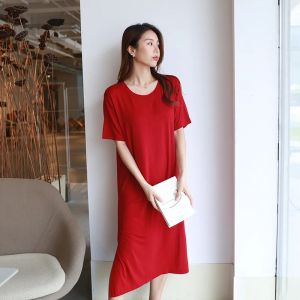 Night Dress Woman Spring Summer Nightgowns Short-Sleeved Modal Cotton Long Nightshirt Homewear Big Size Womens Sleepwear Pajama2026