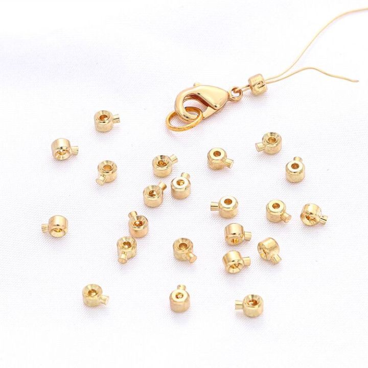 1Pc 18K Gold Plated Copper Crimp End Beads Closures Wire Fishing