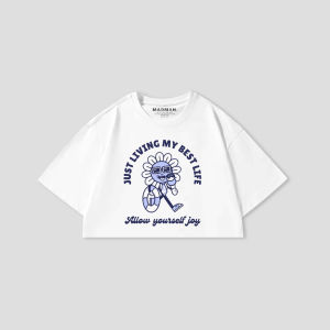 MADMAN Croptee GROOVY JUST LIVING MY BEST LIFE Premium | Croptop Putih | CRPP | DMDM - 8