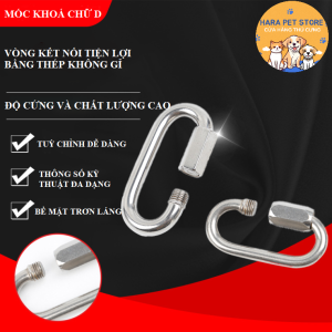 Móc khoá an toàn móc khoá gài hình chữ D bằng thép không gỉ 304 (mẫu mới) - Hara Pet Store
