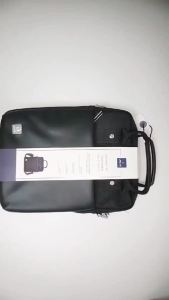 WIWU Vertical Laptop Shoulder Bag Compatible with Pro 14 M3/M2/M1 Air/Pro 13.3 with Front Raised Pockets&Fix Handle&Belt Black