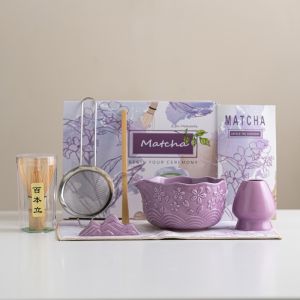 MODERNLUX 2/4/7 Pcs Sakura Matcha Bowl Ceramic Flower Matcha Whisk Holder  Reusable Matcha Making Kit Tea Lovers
