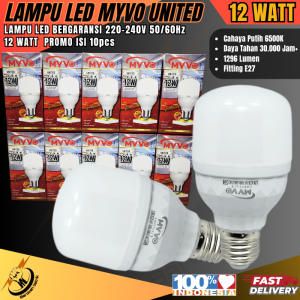 MYVO Pegasus 10PCS LED Bulb Putih Super Terang 12W SNI 90% Hemat Energi