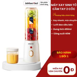 ĐỘC QUYỀN - Máy Xay Sinh Tố Mini Jubilee Mart 450ML Công suất 40W 10 Lưỡi Dao Siêu Bén BH 2 NĂM