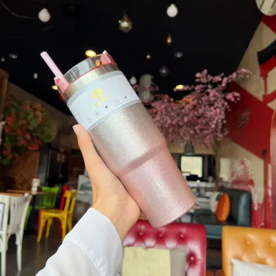 Mahobin แก้วน้ำเก็บความเย็น แก้วน้ำเก็บอุณภูมิ แก้วน้ำเยติ ขนาด 30oz. / 890ml. สแตนเลส304 เพชรวิบวับ แถมฟรีหลอด DL8729 V3 พร้อมส่ง