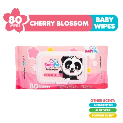 Babypal Cherry Blossom Baby Wipes 80 Tender Sheets Wet Wipes for Newborn Baby and Kids