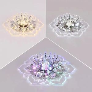 AAIV 9W LED Ceiling Lights Crystal Petals Modern Crystal Flower Chandelier Home Decoration Creative Pendant Lamp Aisle Hallway Corridor Stairway Villa Gallery Kitchen Coffee Bar