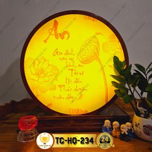 Đèn Hào Quang Thờ Phật Hoa Sen Chữ An Chữ Phúc In Tranh Trúc Chỉ Trang Trí Bàn Thờ Treo Tượng Phật CTC-HQ-06