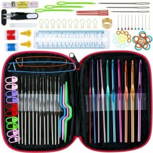 100pcs Crochet Hook Set alumina crochet hook Yarn Knitting Needles Sewing Tools Needles Yarn Weave Knitting Needles Set Full Set DIY Crochet Craft Tools with a storage bag DIY Weaving Tool