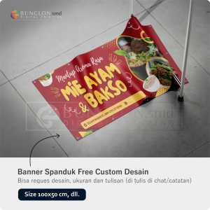 PRINT CETAK SPANDUK BANNER MIE AYAM BAKSO WARNA MERAH FREE DESAIN