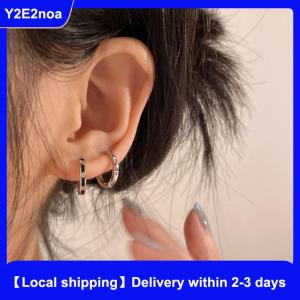 【Local shipping】 4PCS Stainless Steel Crystal Hoop Earrings Cool Daily Wear Jewelry Accessories