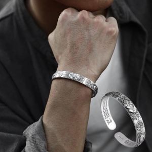 Lucky Charm PiXiu Bracelet with Money Coin Amulet Vintage Silver Bracelet for Men and Women Fashion Jewelry Couple Bracelet