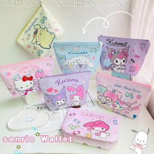 Kawaii Sanrio พวงกุญแจหนัง จี้ห้อยกระเป๋า ใส่เหรียญได้ ลายการ์ตูน Cinnamoroll Melody Pachacco Pom Pom Purin Kuromi น่ารัก
