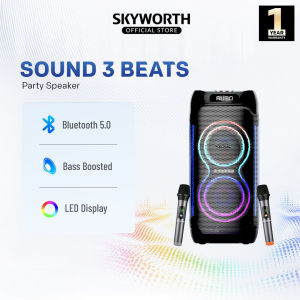 Skyworth PartyBox SP80 Portable Party Speaker with Wheels LED Display RGB Lights and Wireless Mic