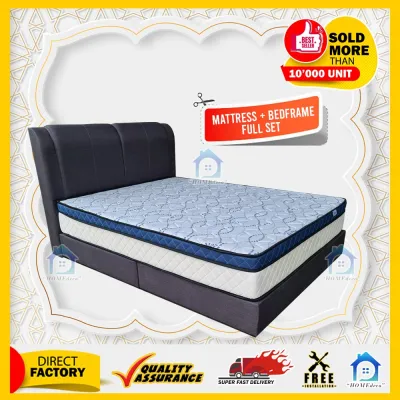 [FREE INSTALLATION] [HOMEDECO] FULL SET 10” SINGLE/SUPER SINGLE/QUEEN/KING 2.4MM B-SPRING MATTRESS+BEDFRAME (GERMAN TECH.) / SET KATIL & TILAM