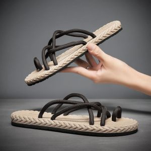 All Match EVA Outer Wear Shoes Personality Soft Braided Rope Flats Slippers Beachwear Anti Slip Home Slides Sandals Beach2026