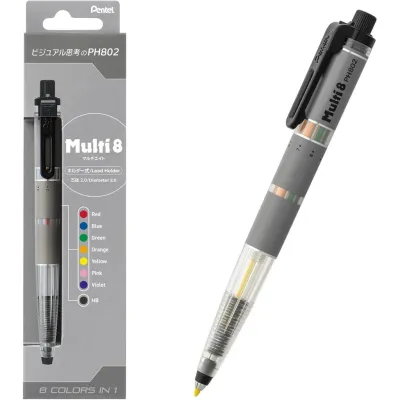 Pentel Multi 8 XPH802 ที่ใส่ดินสอ 2mm 8สี/เลือกแบบ Body Only หรือเซ็ตครบพร้อมไส้/ญี่ปุ่น
