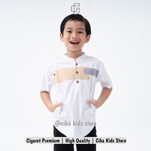 Kurta YORDAN Putih kids / kemaja anak laki laki terbaru 2025 / 100% cigaret / CIKA KIDS STORE