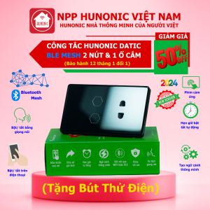 Công Tắc Hunonic Datic 1 Nút Bluetooth Chữ Nhật Bật Tắt Từ Xa Trên Điện Thoại Và Ra Lệnh Giọng Nói