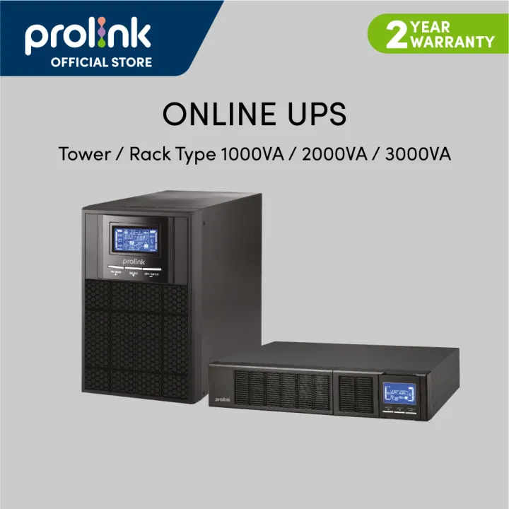 (NEW) Prolink 1KVA 900W | 2KVA 1800W | 3KVA 2700W | Pure Sine-Wave Online Smart UPS Uninterruptible Power Supply Power Backup Battery with AVR for Data Center,