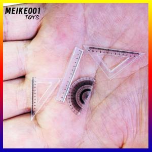 MEIKE001 บ้านตุ๊กตาไม้บรรทัดขนาดเล็ก4ชิ้นไม้บรรทัดสามเหลี่ยมวัดมุม1:12เครื่องมือวาดภาพตุ๊กตาอุปกรณ์ตกแต่งบ้าน
