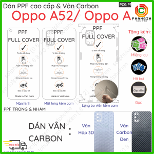 Dán PPF & Vân Carbon Oppo A52/ Oppo A92 cho màn hìnhmặt lưng full lưng viền loại trong nhám chuẩn xịn cao cấp