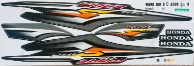 (เคลือบเงาแท้) สติกเกอร์ สติ๊กเกอร์ Wave 100S(05) เวฟ 100S(05) รุ่นมียูบล็อค UBOX ปี 2008 รุ่น 11