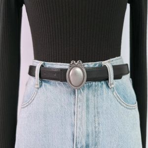 K9SEQ PU Leather Womens Belt Korean Style Simple Waist Belt Fashionable Versatile Decoration Belt For Women Gift