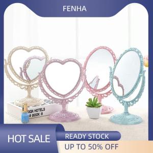 FENHA Cosmetic Heart-Shaped Mirror Functional Durable Desk Type Vintage European Style Makeup Mirror For Makeup Pocket Compact Mirrors