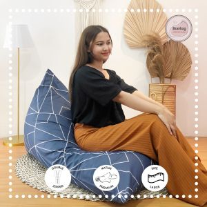 Bean Bag plus ISI Size Dewasa - Motif Jaring Navy - bahan lembut dan adem size LARGE by Beanbag Smoothies